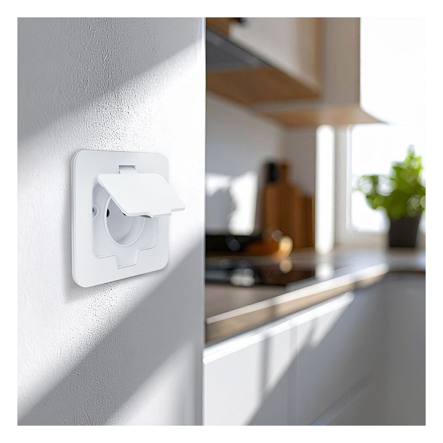 Infällt utomhusgolvuttag IP55, vitt, rektangulärt