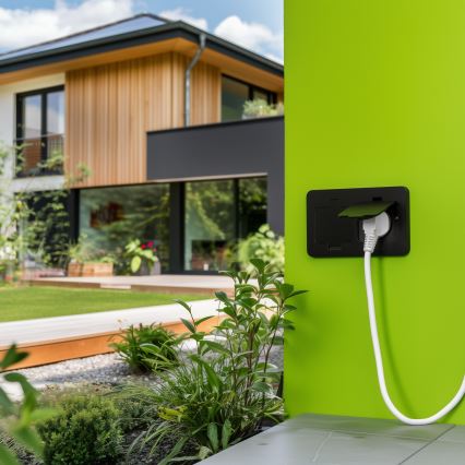 Utomhus inbyggd golv dubbelt uttag IP55 svart rektangulär