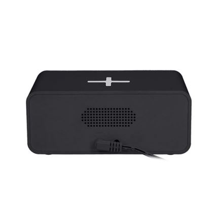 Digital klocka med Qi trådlös laddare 230 V/CR2032, svart