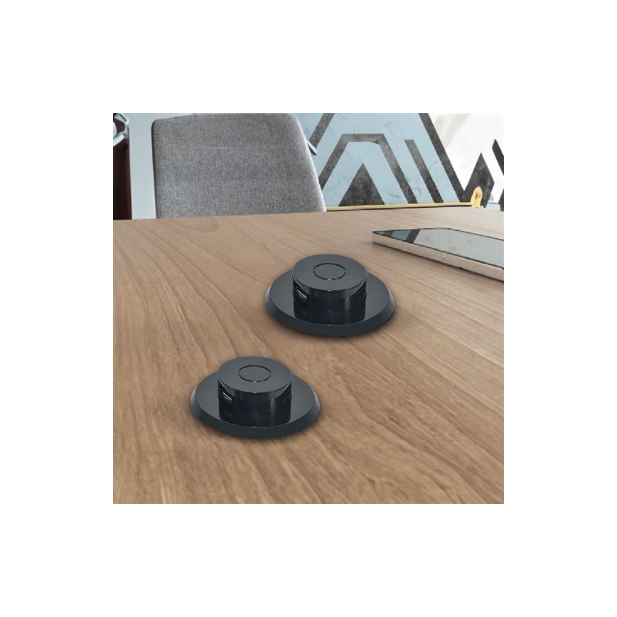 Inbyggd USB laddare USB A+C svart