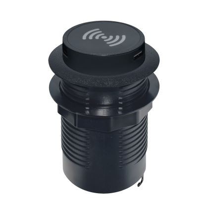 Inbyggd trådlös laddare + USB A+C svart