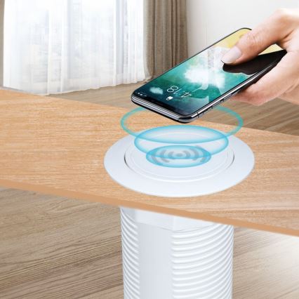 Inbyggd trådlös laddare + USB A+C vit