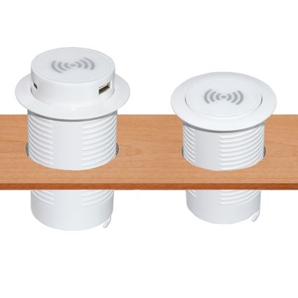 Inbyggd trådlös laddare + USB A+C vit