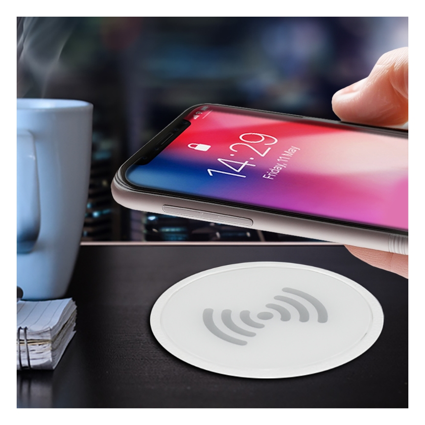 Inbyggd trådlös laddare vit