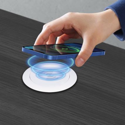 Inbyggd trådlös laddare vit