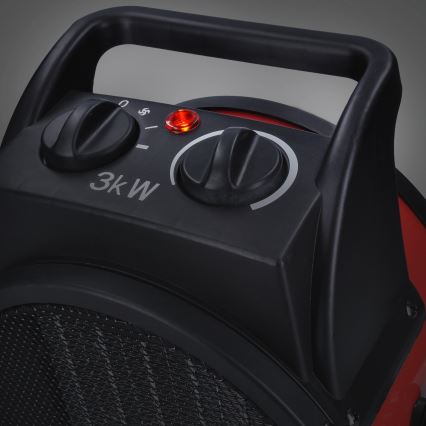 Golvfläkt med keramiskt värmeelement 3000W/230V svart