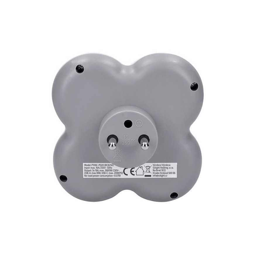Grenuttag 3 x 16 A med USB-A och USB-C snabbladdare 20 W