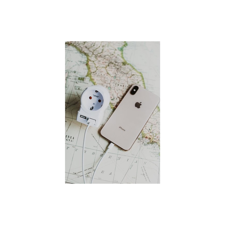 Reseadapter för Storbritannien 230V + 2x USB-uttag