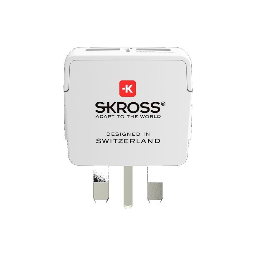 Reseadapter för Storbritannien 230V + 2x USB-uttag