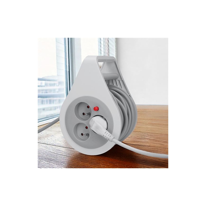 Kabelvinda med förlängningskabel, 3 uttag, 10 m