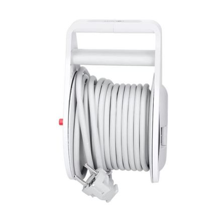 Kabelvinda med förlängningskabel, 2 uttag samt USB‑A och USB‑C, 10 m