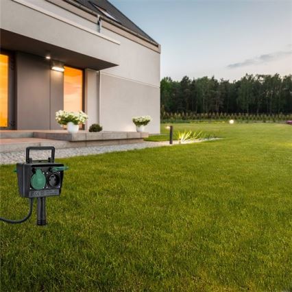 Solight PG02 - Utomhus stolpe med uttag IP44 + gummikabel 1,5 m