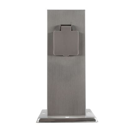 Utomhus eluttag pelare 2-vägs 230V IP44 matt krom fyrkantig