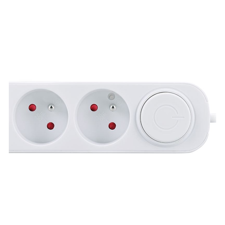 Förlängningskabel 5 m med inbyggd strömbrytare, 3 uttag och USB-A- och USB-C-laddning