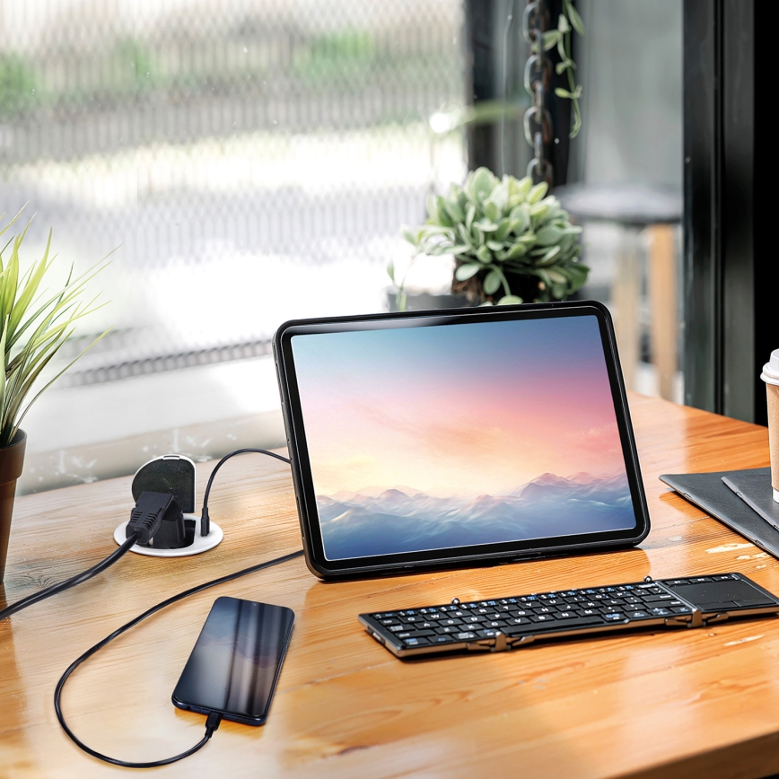 Uttagspelare för bordsskiva 1x230V + USB-C Power Delivery silver/svart