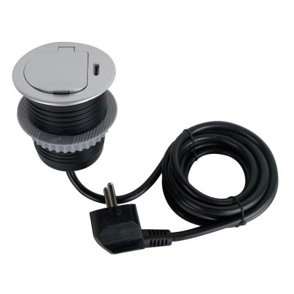 Uttagspelare för bordsskiva 1x230V + USB-C Power Delivery silver/svart