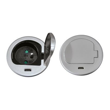 Uttagspelare för bordsskiva 1x230V + USB-C Power Delivery silver/svart
