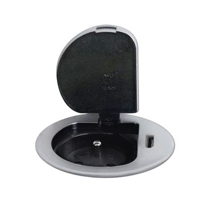 Uttagspelare för bordsskiva 1x230V + USB-C Power Delivery silver/svart