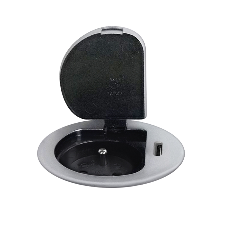 Uttagspelare för bordsskiva 1x230V + USB-C Power Delivery silver/svart