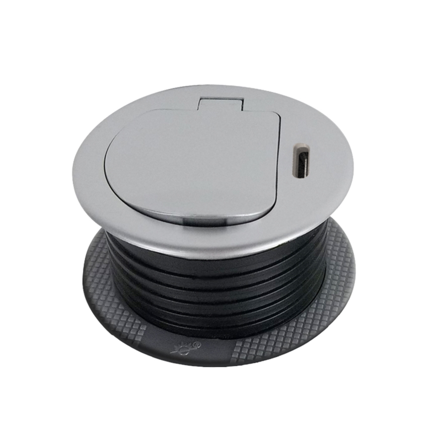 Uttagspelare för bordsskiva 1x230V + USB-C Power Delivery silver/svart