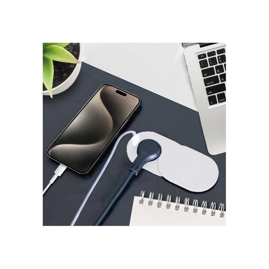 Infällt vägguttag 20W 1 uttag + USB A+C vit