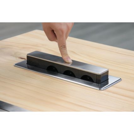 Uttagsstolpe för skrivbordsskiva, 3 x 230 V + USB-A + USB-C