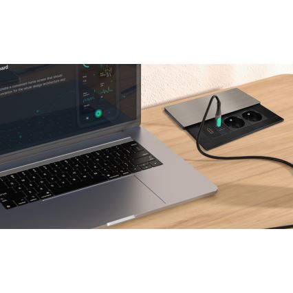 Inbyggt vägguttag 20 W — 2 uttag + USB-A + USB-C + HDMI