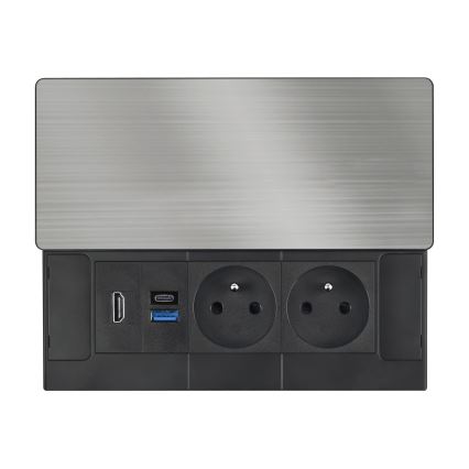 Inbyggt vägguttag 20 W — 2 uttag + USB-A + USB-C + HDMI