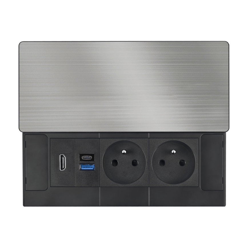 Inbyggt vägguttag 20 W — 2 uttag + USB-A + USB-C + HDMI