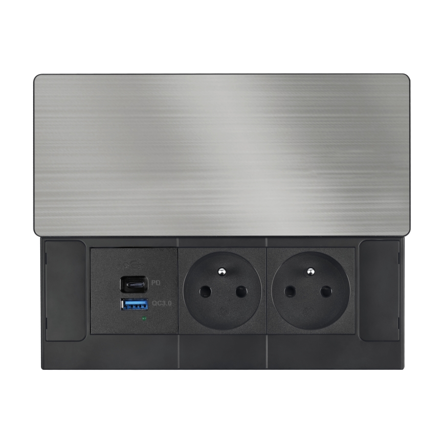 Inbyggt uttag 65W, 2 uttag + USB-A + USB-C