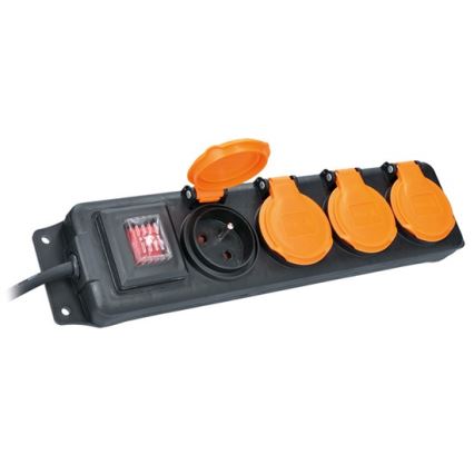 Förlängningskabel med strömbrytare 4-polig 5m IP44