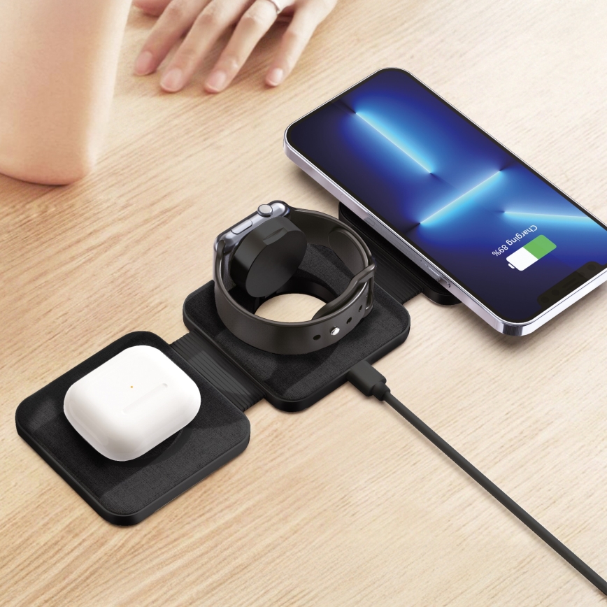 Trådlös 3-i-1-laddare 15 W