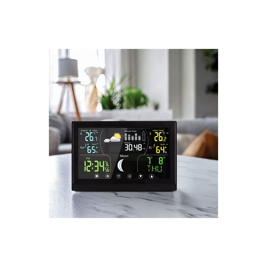 Väderstation med färgdisplay 5V/2xAAA svart