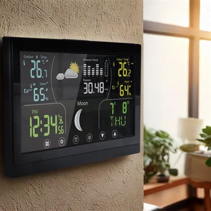 Väderstation med färgdisplay 5V/2xAAA svart