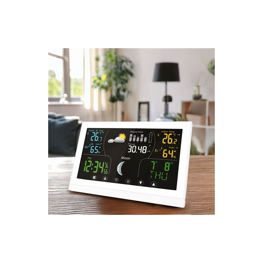 Väderstation med färgdisplay 5V/2xAAA vit