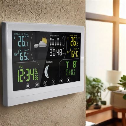 Väderstation med färgdisplay 5V/2xAAA vit