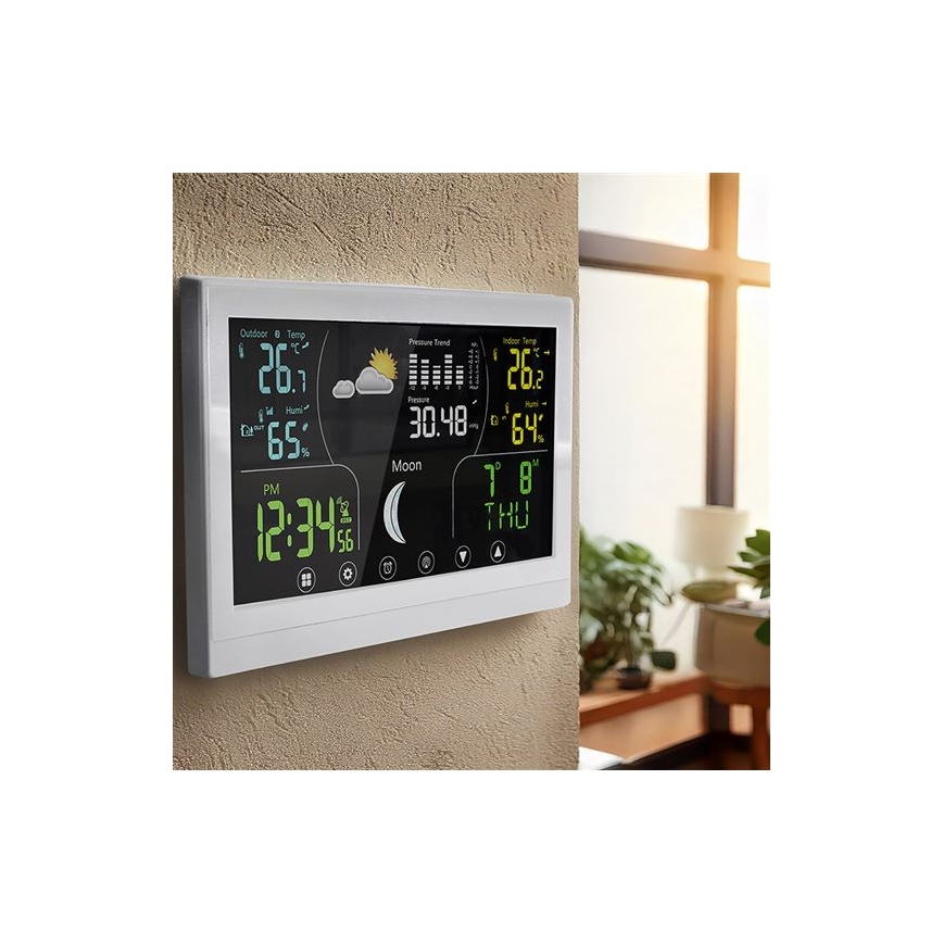 Väderstation med färgdisplay 5V/2xAAA vit