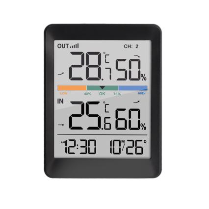 Väderstation med väckarklocka 2xAAA + 2xAAA svart