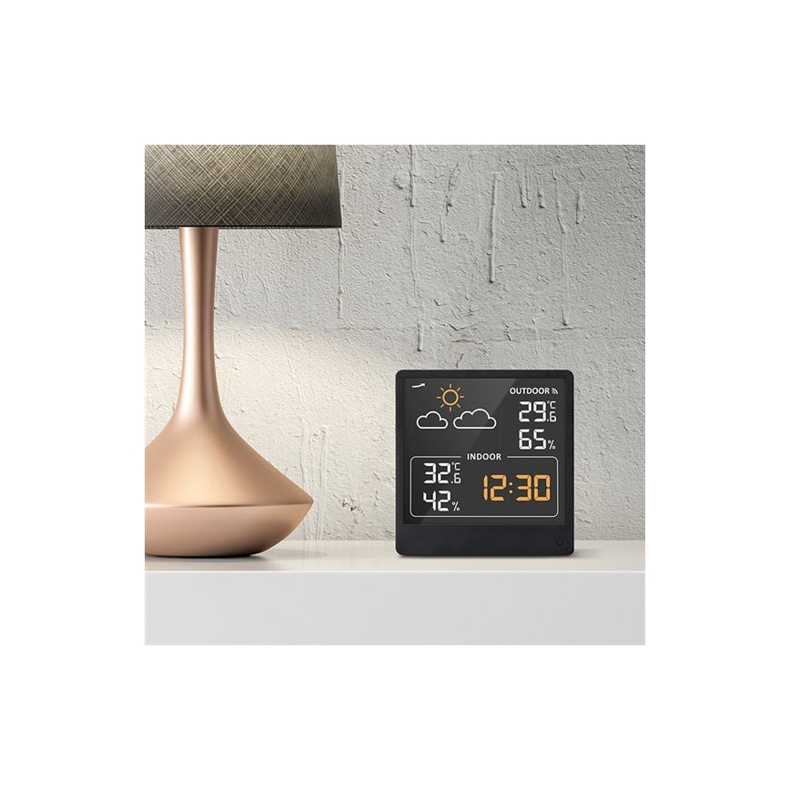 Digital termometer 5V/2xAAA + 2xAAA svart