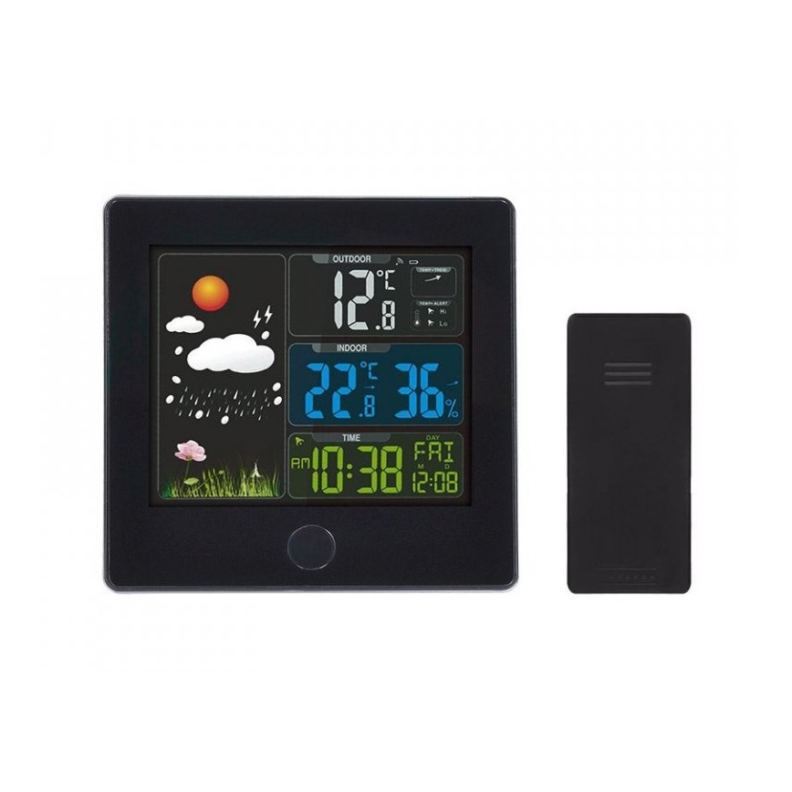 Väderstation med LCD display 230V/2xAAA + 2xAAA svart