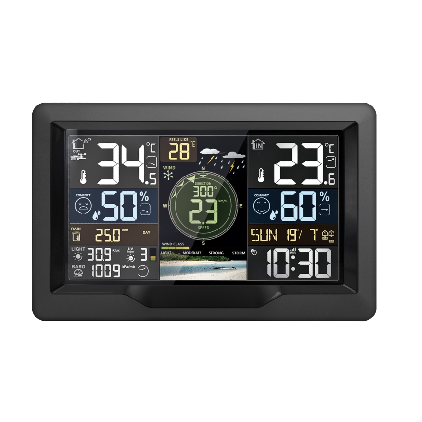 Professionella väderstationer med färg-LCD-skärm 5V/2xAA + 3xAA + 2xAA Wi-Fi Tuya