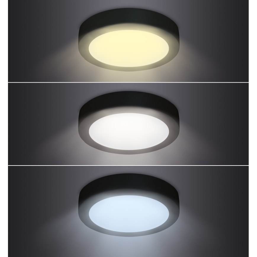 LED Taklampa LED/18W/230V 3000/4000/6000K svart rund