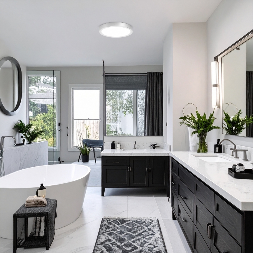 LED ytmonterad/infälld panel 2-i-1 18W/230V 3000/4000/6000K Ø 22,5 cm IP54 silver