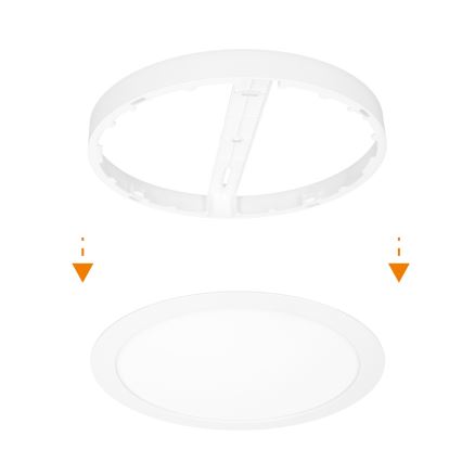 LED påbyggnads-/infälld panel 2-i-1, 18 W/230 V, 3000/4000/6000 K, Ø 22,5 cm, IP54, vit