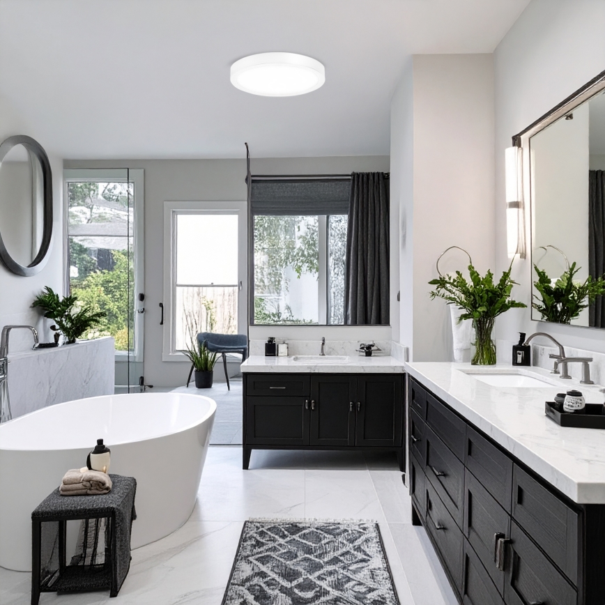 LED ytmonterad/infälld panel 2-i-1 24W/230V 3000/4000/6000K Ø 30 cm IP54 vit