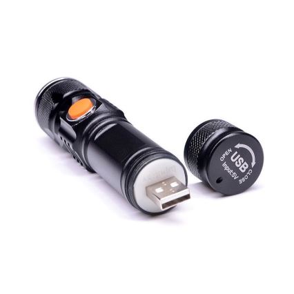 LED Uppladdningsbar ficklampa USB LED/3W/3,7V IP44