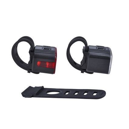 SET 2x LED Dimbara uppladdningsbara cykellampor 350 mAh IP44 röd/vit