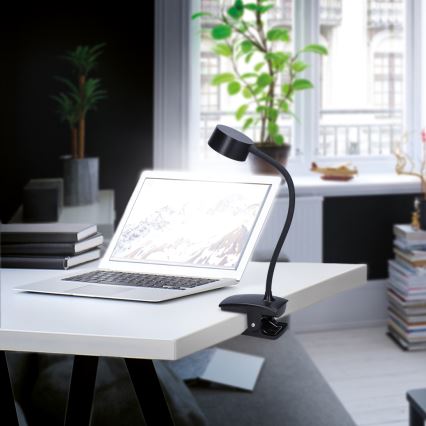 LED Dimbart flexibelt uppladdningsbart skrivbordslampa med klämma LED/2W/1800 mAh 3000/4000/6500K svart