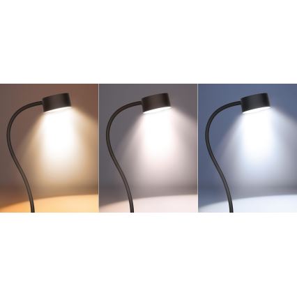 LED Dimbart flexibelt uppladdningsbart skrivbordslampa med klämma LED/2W/1800 mAh 3000/4000/6500K svart