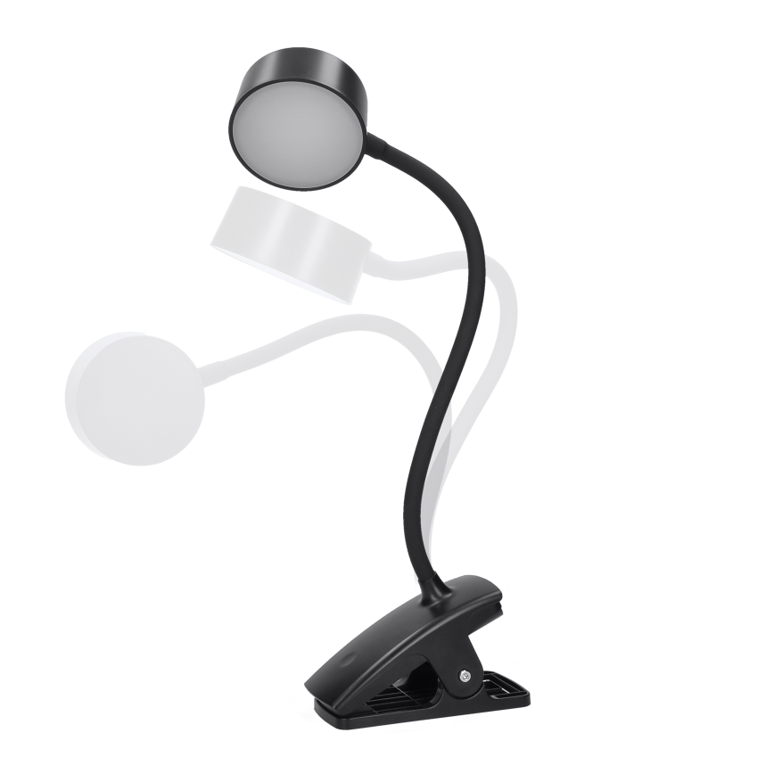 LED Dimbart flexibelt uppladdningsbart skrivbordslampa med klämma LED/2W/1800 mAh 3000/4000/6500K svart